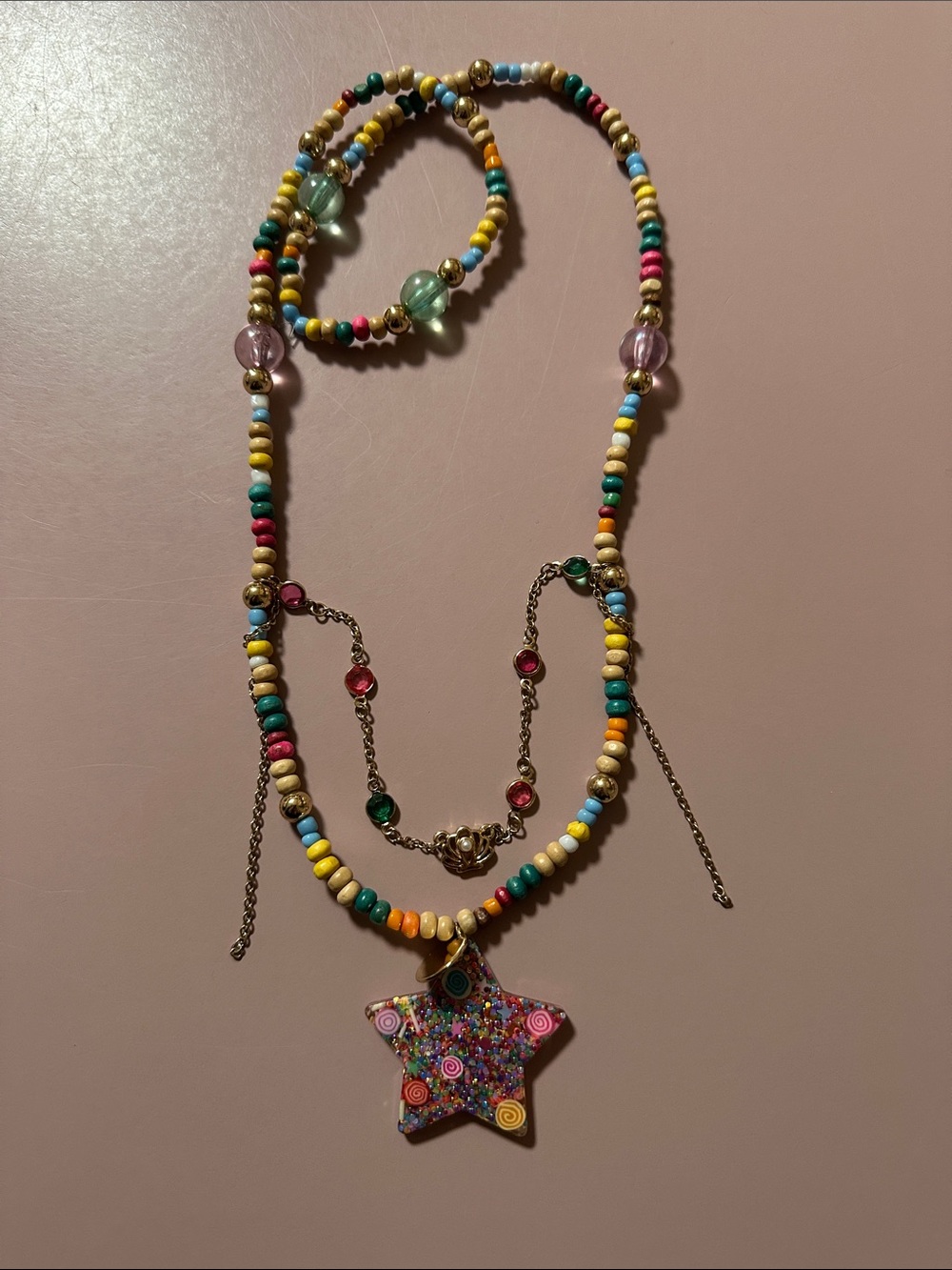 Multicolor Beaded Star Pendant Necklace - Women